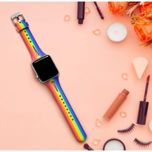 Custom Rainbow Slim Silicone Apple Watch Band