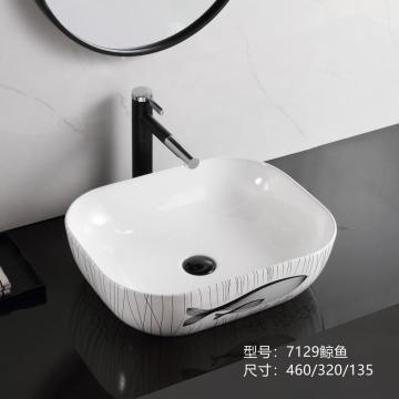 Ceramic Art Basin Mounted On Bathroom Counter