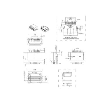 16P Female Waterproof 90° SMT Type SMT Type