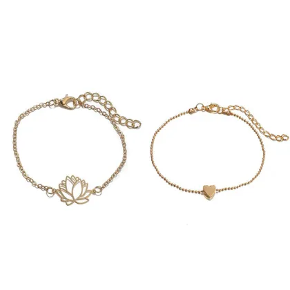 Cheapest Lotus Heart Anklet Sets: Stylish Women's Party Bracelet and Anklet Collection