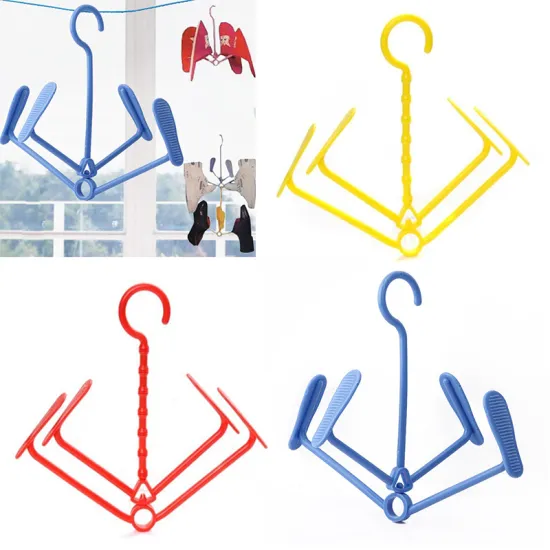 New 4 Hooks Plastic Shoes Drying Rack Shoes Hanging Storage Shelf Color Random Drying Rack Shoe Rack Stand Hanger Organizer