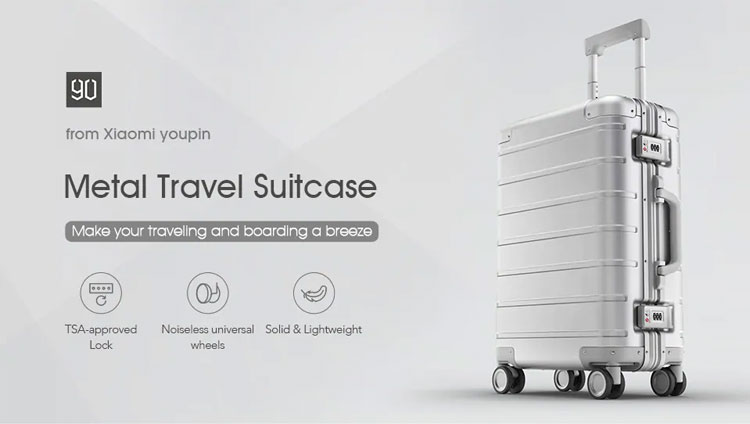 90fun 20 Inch Metal Travel Suitcase