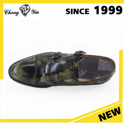 Dress Shoes Collection Goodyear welt Lace-up army green mens leather sole oxford shoes
