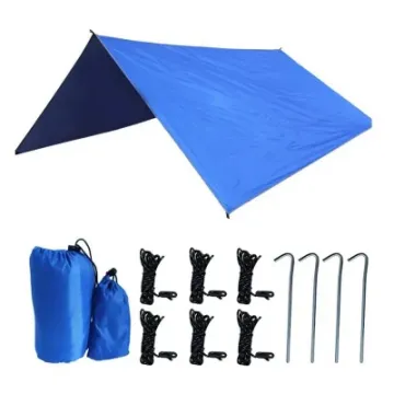 Polyester Camping Tent with Silver Coating Outdoor Waterproof Tent Rain Fly Tarp Sun Shade