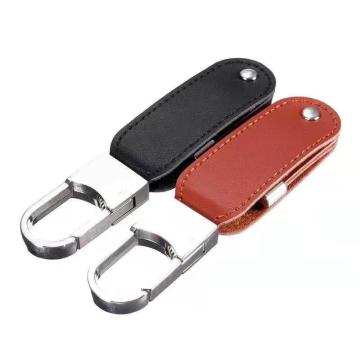 Kundengerechter Schlüsselanhänger drehbarer Leder-USB-Memory-Stick