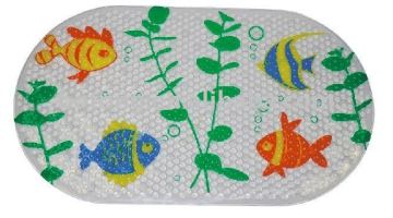oval anti slip Pvc foaming bath Mat with printing fish