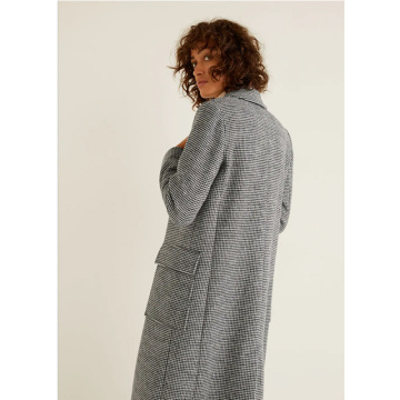 Cappotto lungo in lana da donna elegante design doppiopetto