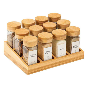 Small Glass Seasoning Container with Bamboo Lid and Label Set - New Arrival for Spices Storage