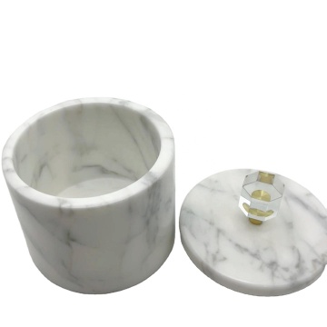 Natural Stone Jade Marble Candle Jar with Round Lid for Aromatherapy
