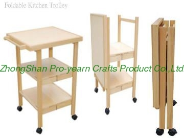 2011 brand-new folded wooden kitchen trolley