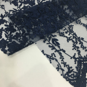 2019 Graceful Navy Poly Mesh Stickerei Stoff