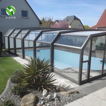 Electric Sliding Push-Pull Aluminum Profile Sunshade Skylight Retractable Glass Sunroom