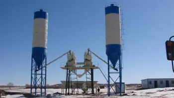 HZS75 concrete mixing plant producing 75m3/h