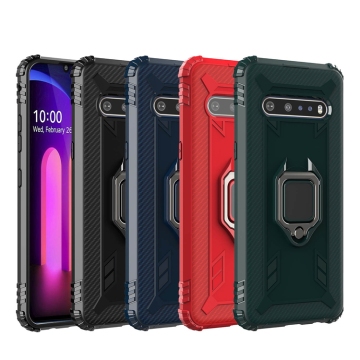 علبة TPU من ألياف الكربون مع 360 حلقة لـ LG Stylo 6 ، K61 ، K51 ، K31 ، K41S ، K40s ، K50S ، V60