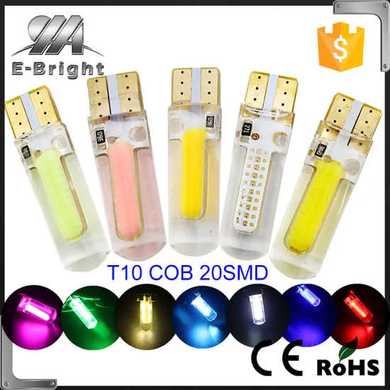 Guangzhou Hot Good quality Colored 200 Lumen PCB 20SMD COB Led Car Light Silicone License Plate Led Indicator Light T10 LED