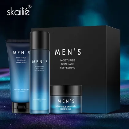 Skailie Private Label Natural Whitening Moisturizing Cleansing Facial Skin Care Kit for Men