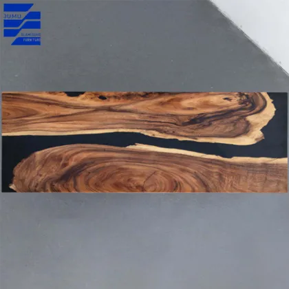 Glamorous Blue River Epoxy Resin Dining Table Set