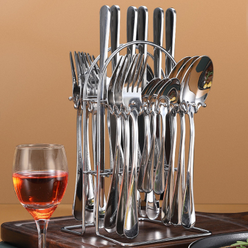 Wholesale 24-Piece Color Box Cutlery Set with 4 Pcs Knife, Fork, Spoon, Stainless Steel
