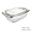 1,5 Lware de cuisson en verre rectangle avec couvercle