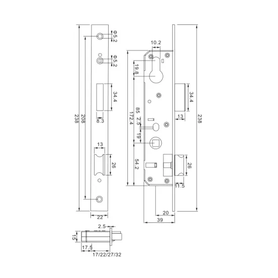 High Quality Aluminium Door Lock Body 3585