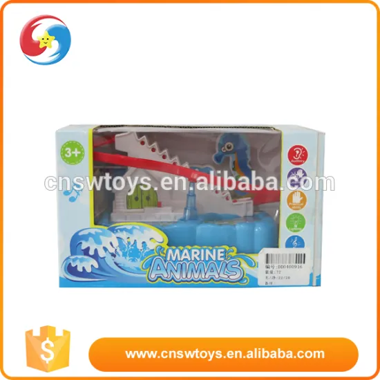 Plastic walking animal toy mini electric battery operated B/O marine animal set with music