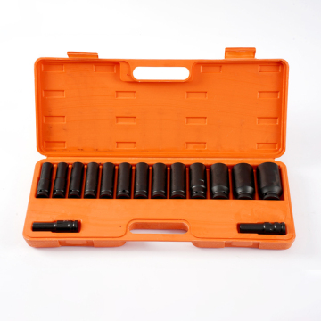 高品質50pc 40 CRMO 1/2 \ "DRディープインパクトソケットセット10-32 mm頑丈な空気圧ソケット