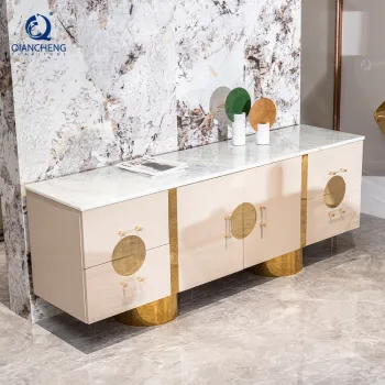QIANCHENG Luxury TV Stand Cabinet for Dining Room with 2 Doors and 3-4 Drawers