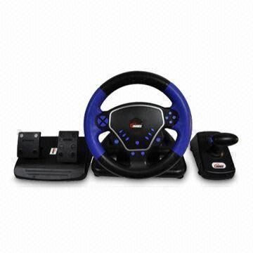 Guangdong wholesale video game steering wheel with vibration function for PS2/P3/PC
