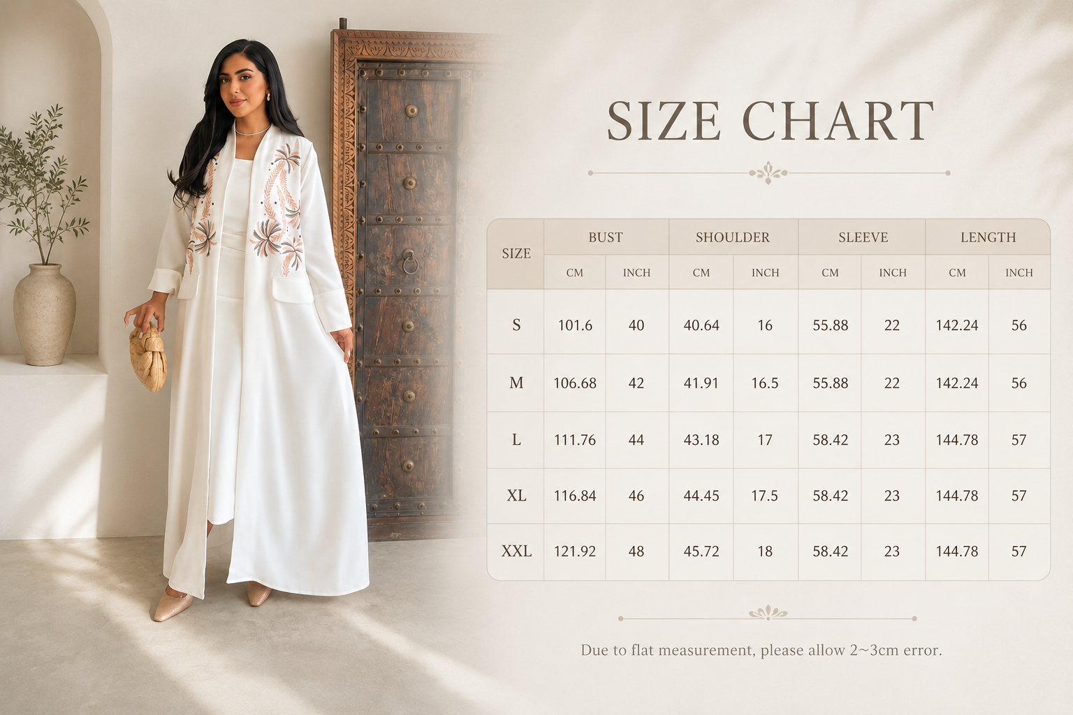 Elegant White Floral Embroidered Abaya