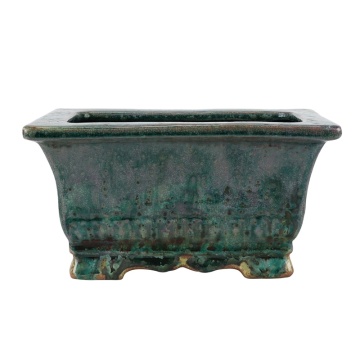 RZSP46 Crackled Kiln Green Glaze Rectangular Porcelain Flowerpot Censer