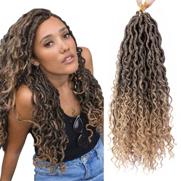 20inches Synthetic Twist Braids Hair Faux Locs Ombre Blonde Goddess Locs Crochet Braiding Hair Synthetic Hair Extensions