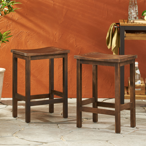 Outdoor Acacia Wood Counter Height Barstool 2