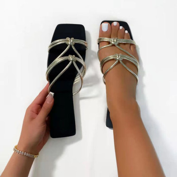 SL-0280 Women's Flat Bottom Square Head Sandals for Summer in Europe and America