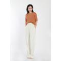 White Woven Slim Trousers