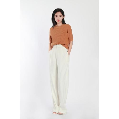 White Woven Slim Trousers