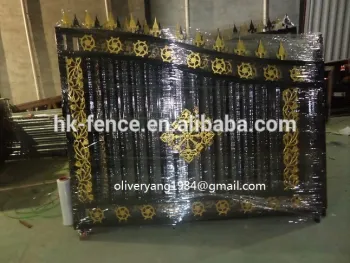 Black painted or powder coated decorative art wrought iron door