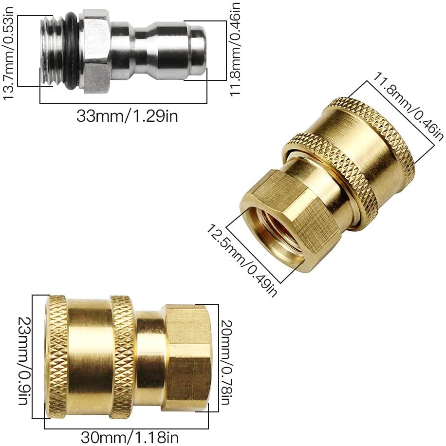 Schnellanschluss Druckwaschanschläge, M14 weiblicher Gewinde -Tap -Anschluss und männlicher Faden -Messing -Schnellanschluss, 1/4 "Druck war