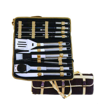 Set barbecue in acciaio inossidabile 18 pezzi con borsa in nylon