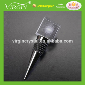 Laser engraving cube crystal wine bottle stopper for bar accessories