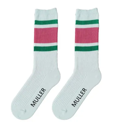 Organic Cotton Crew Everyday Bed Soft Socks with Striped Basics