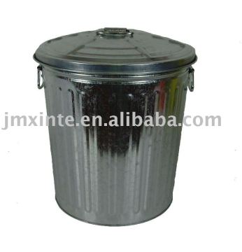 galvanized lid open outdoor garbage recycle dust bin