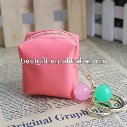 coin purse with key ring, 6cm coin case, small coin bag with key ring