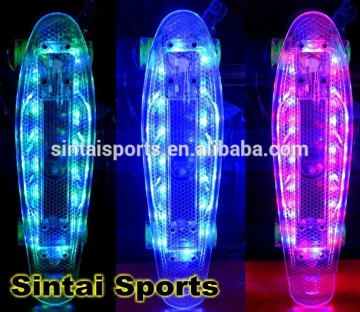 2016 New transparent LED skateboard with LED wheels