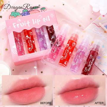 Aceite de tinte de labios de etiqueta privada: juego de aceite labial hidratante anti -cracking transparente incoloro (4pcs)