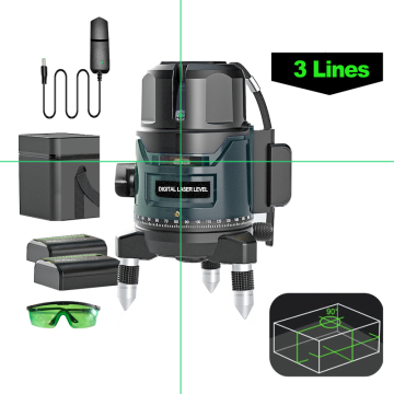Tahap laser rasuk hijau 3D profesional dengan tripod dan putaran 360 darjah