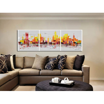 Lively City Wall Art Skyline Oil Painting
