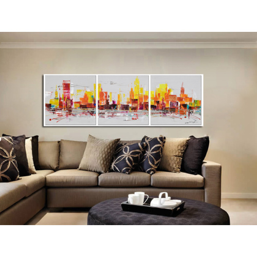 Lively City Wall Art Skyline Oil Painting