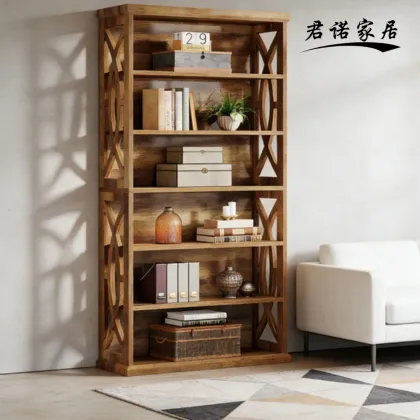 Classic American Style Bookshelf with Wooden Shelves