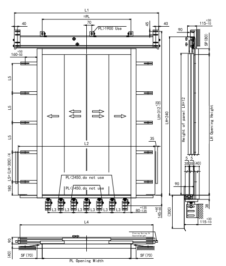 CENTRE opening landing door 4panles