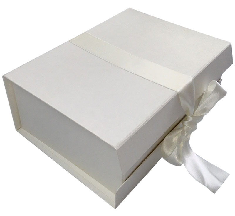 Luxury Rigid White Gift Box with Ribbon